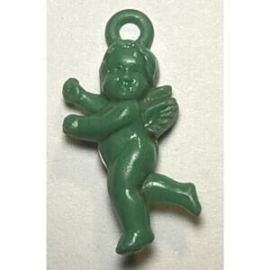 Vintage Cracker Jack Green Cherub Angel Celluloid Charm 1F